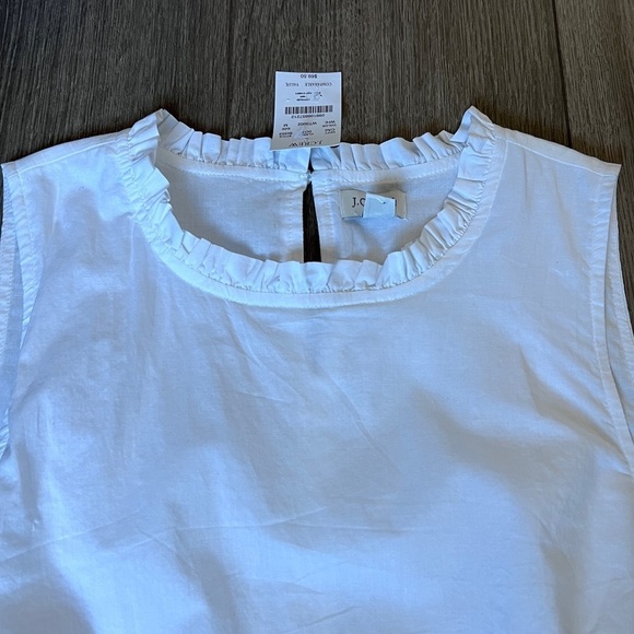 J. Crew Factory CottonHigh Neck Swing Top With Embroidery In White Size Medium - Picture 5 of 13